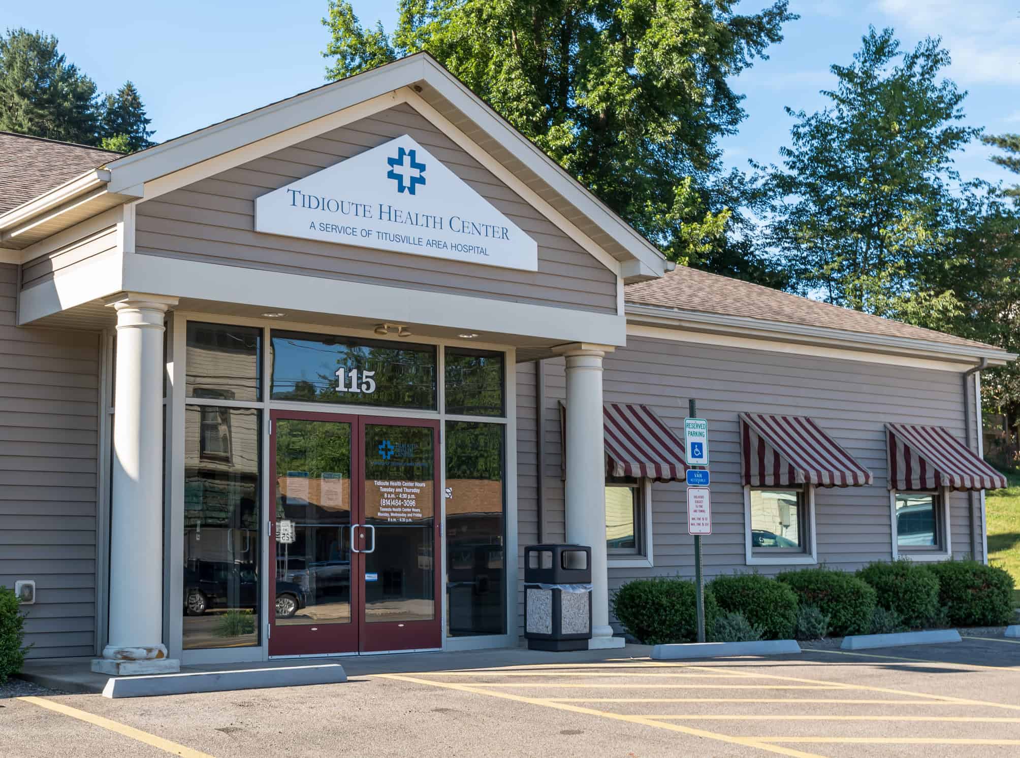 Tidioute, Pennsylvania, USA June 24, 2022 The Tidioute Health Center, connected with the Titusville Area hospital, located on Main Street on a sunny summer day